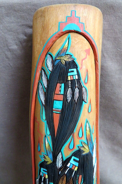 Mid outlet 1900’s Hopi Hand Carved Hand Painted Kachina W / Hand Painted Canvas Cape