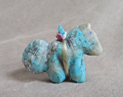 Zuni Calming Kingman Turquoise Horse Mustang Fetish Carving by Daryl Shack C4889