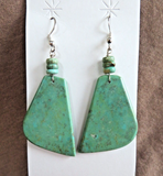 Santo Domingo Green Turquoise & Heishi Slab Hook Earrings by Lupe Lovato JE697