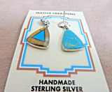 Native Navajo Multi-stone Inlay & Sterling Silver Post  Earrings  - JE694