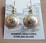 Native American Sterling Mimbres Miniatures Quail Dish Hook Earrings  JE695