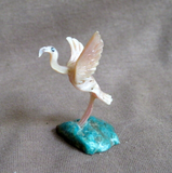 Native Zuni Mother of Pearl Mini Flamingo Fetish Carving by Ruben Najera C4829