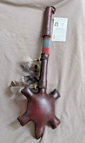 Native Navajo Handmade Rawhide Spirit Turtle Rattle by Larry Cly  M0035