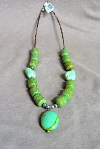 Native Navajo Green Turquoise 18" Necklace by Elouise Chee JN508