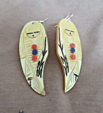 Zuni Gold Tip Mother of Pearl Corn Maiden Earrings by Gloria Chattin JE693