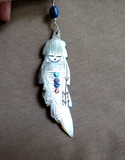 Zuni Black Tip Mother of Pearl Corn Maiden Pendant by Gloria Chattin JP287