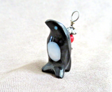 Zuni Black & White Marble Penguin Fetish Pendant by Calvert Bowannie JP292