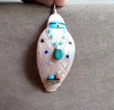 Native Zuni Shell Corn Maiden Fetish pendant  w Sunface by Darrin Boone JP286