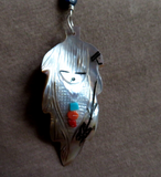 Zuni Black Tip Mother of Pearl Corn Maiden Pendant by Gloria Chattin JP288