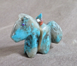 Zuni Calming Kingman Turquoise Horse Mustang Fetish Carving by Daryl Shack C4889