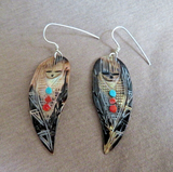 Zuni Black Tip Moher of Pearl Corn Maiden Earrings by Gloria Chattin JE667