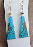 Native Santo Domingo Turquoise & Heishi Slab Hook Earrings by Lupe Lovato JE696