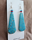 Native Santo Domingo Turquoise & Heishi Slab Hook Earrings by Lupe Lovato JE698