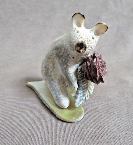 Native Zuni Antler Koala Bear w/ Rose Fetish Carving by Ruben Najera C4856