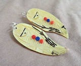 Zuni Gold Tip Mother of Pearl Corn Maiden Earrings by Gloria Chattin JE693