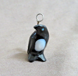 Zuni Black & White Marble Penguin Fetish Pendant by Calvert Bowannie JP292