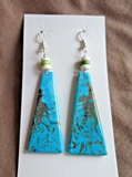 Native Santo Domingo Turquoise & Heishi Slab Hook Earrings by Lupe Lovato JE696