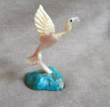 Native Zuni Mother of Pearl Mini Flamingo Fetish Carving by Ruben Najera C4829