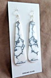 Native Santo Domingo White Howlite Slab Hook Earrings by Ella Mae Garcia JE699