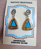 Native Navajo Multi-stone Inlay & Sterling Silver Post  Earrings  - JE694