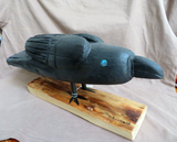 Native Zuni HUGE Wood Raven Carving Table Fetish by Al Lewis C4761