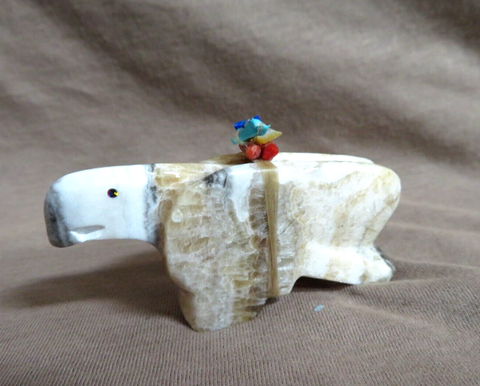 Native Zuni Travertine Onyx Eagle Fetish Carving by Daryl Shack - C4844