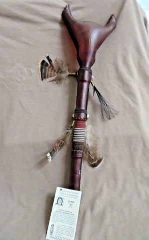 Native Navajo Handmade Rawhide Spirit Buffalo Rattle by Larry Cly  M0036