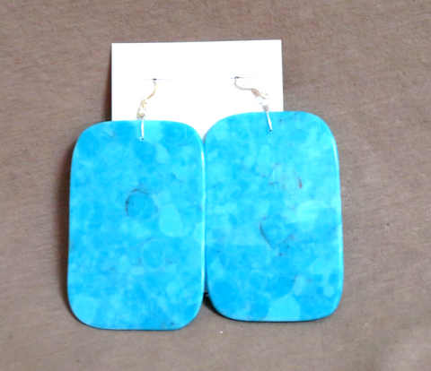 Native Santo Domingo XL Turquoise Slab Hook Earrings by Ella Mae Garcia JE681