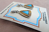 Native Navajo Multi-stone Inlay & Sterling Silver Post  Earrings  - JE694