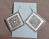 Native Navajo Sterling Large Rug Design Hook Earrings by Leander Tahe JE700