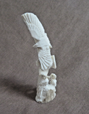 Native Zuni Antler Amazing  Four Eagle Fetish Carving by Lewis Malie  - C4884