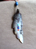 Zuni Black Tip Mother of Pearl Corn Maiden Pendant by Gloria Chattin JP287