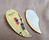 Zuni Gold Tip Mother of Pearl Corn Maiden Earrings by Gloria Chattin JE693