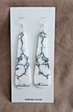 Native Santo Domingo White Howlite Slab Hook Earrings by Ella Mae Garcia JE699