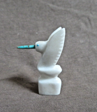 Native Zuni White Marble Hummingbird Fetish Carving by Brandon Phillips - C4872