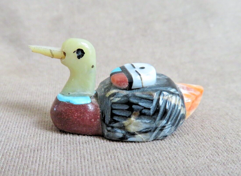 Native Zuni Multi-stone Duck w/ Sunface Fetish Carving by Darrin Boone  C4868