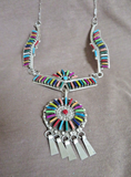 Zuni Sterling & Rainbow Petit Point Necklace, Bracelet & Earrings by HH JN520