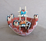 Native Jemez Pottery Friendship Bowl w/ Kiva Ladder Pot by Caroline Sando P0305