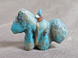 Zuni Calming Kingman Turquoise Horse Mustang Fetish Carving by Daryl Shack C4889