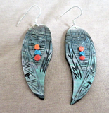 Zuni Black Tip Mother of Pearl Corn Maiden Earrings by Gloria Chattin JE689