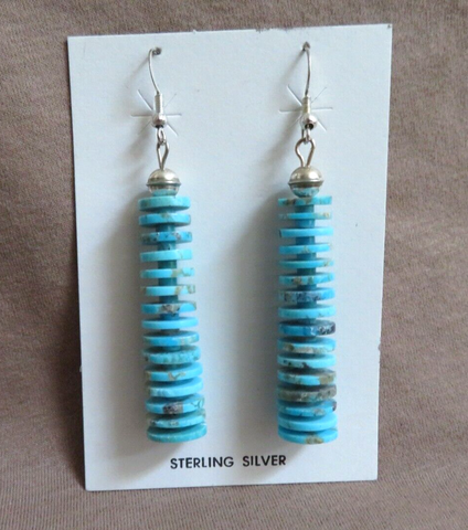 Native Zuni Turquoise Stack Hook Earrings by  Emory Calabaza JE668