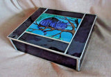 Disney Cheshire Cat Stained Glass / Reverse Painted Trinket Box Signed Sullo