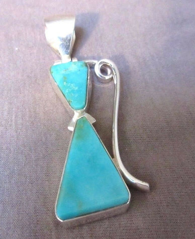 Native Navajo Modern Turquoise and Sterling Pendant by Gary G Sanchez JP0027