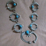 Navajo Sterling Squash Blossom Naja Necklace & Earrings by E L Billah JN361