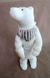 Native Zuni Museum Quality White Marble Warrior Bear by Herbert Him Sr. C4046