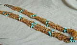 Older Santo Domingo Amber, turquoise & heishi 5 Strand Necklace I Lovato  JN427