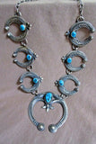 Navajo Sterling Squash Blossom Naja Necklace & Earrings by E L Billah JN361