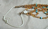 Older Santo Domingo Amber, turquoise & heishi 5 Strand Necklace I Lovato  JN427