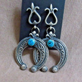 Navajo Sterling Squash Blossom Naja Necklace & Earrings by E L Billah JN361