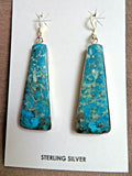 Santo Domingo Blue Turquoise w Sterling Hook Earring by Veronica Tortalita JE554